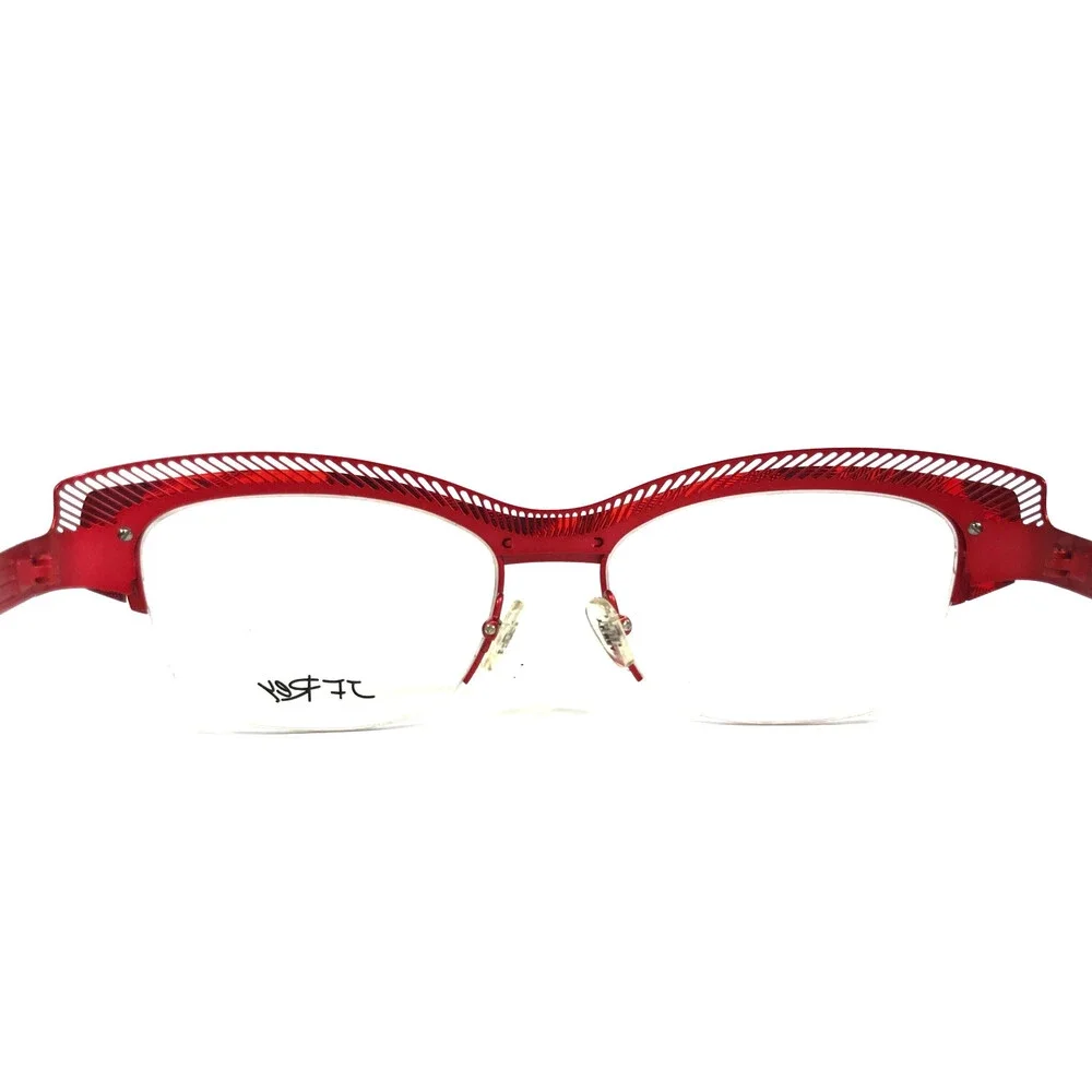 J.F. Rey Eyeglasses Frames JF2574 3035 Red Black Demi Half Rim Cat Eye 54-17-136